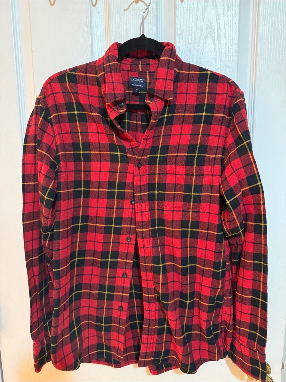 J.Crew Men’s Slim Fit Flannel Shirt Red Navy Yellow Plaid AZ837